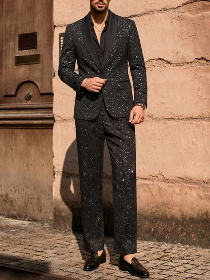KZZ Men's Glitter Suit