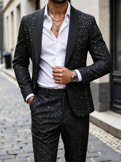 KZZ Men's Glitter Suit