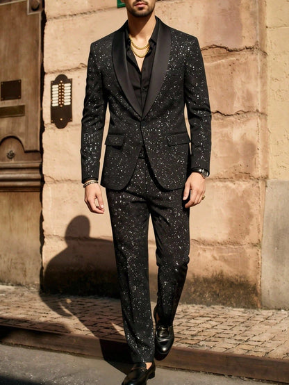KZZ Men's Glitter Suit