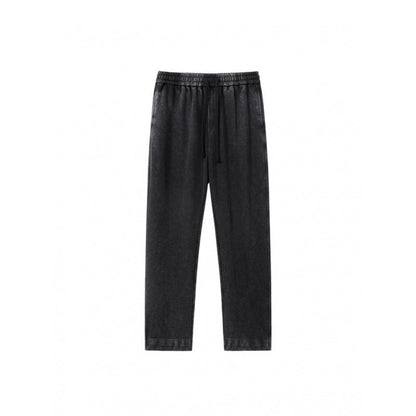 KZZ Men's Acid-Wash Solid Color Loose-Fit Casual Sweatpants