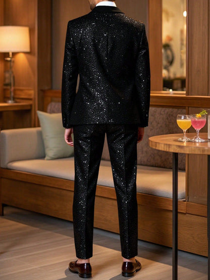 KZZ Men's Glitter Suit
