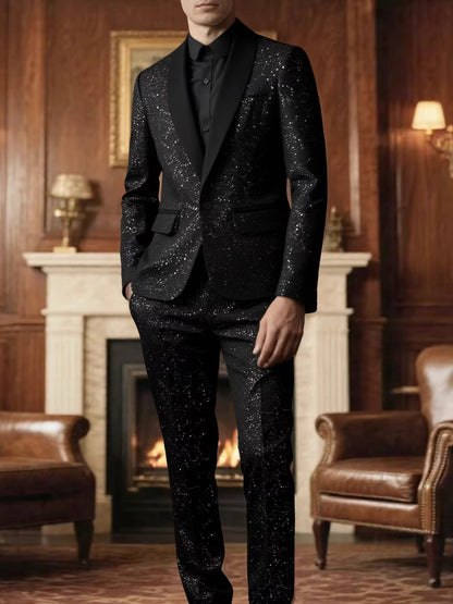 KZZ Men's Glitter Suit