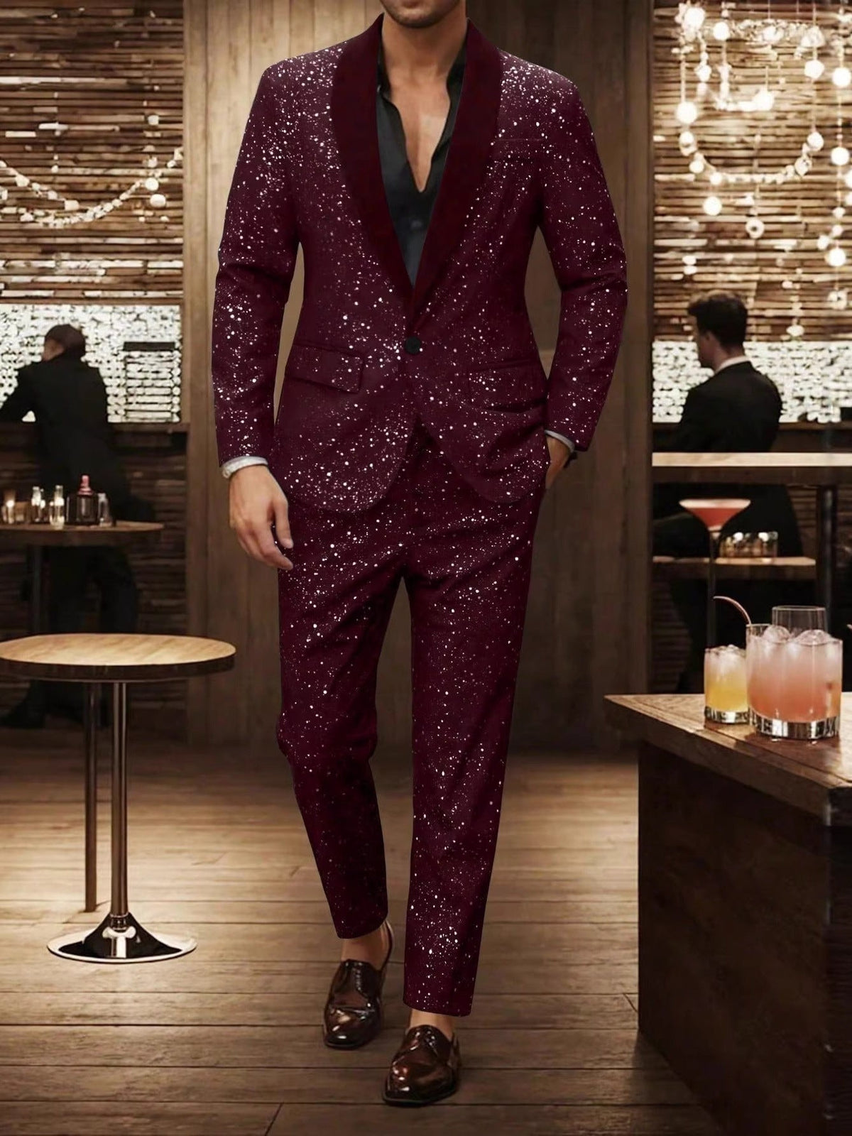 KZZ Men's Glitter Suit