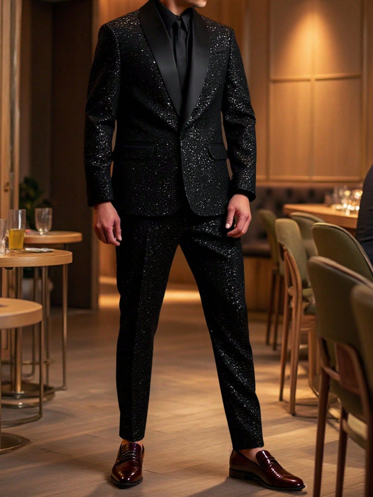 KZZ Men's Glitter Suit
