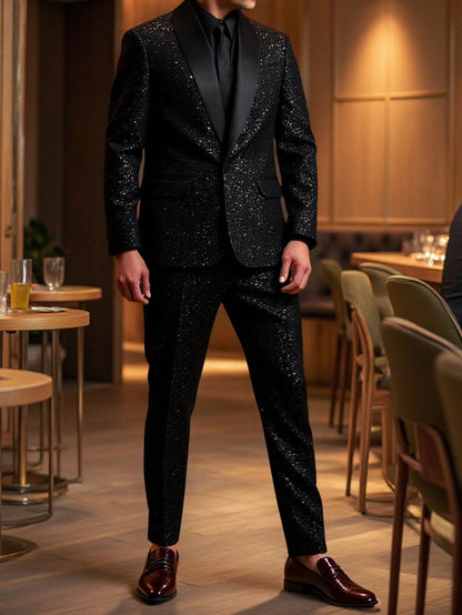 KZZ Men's Glitter Suit