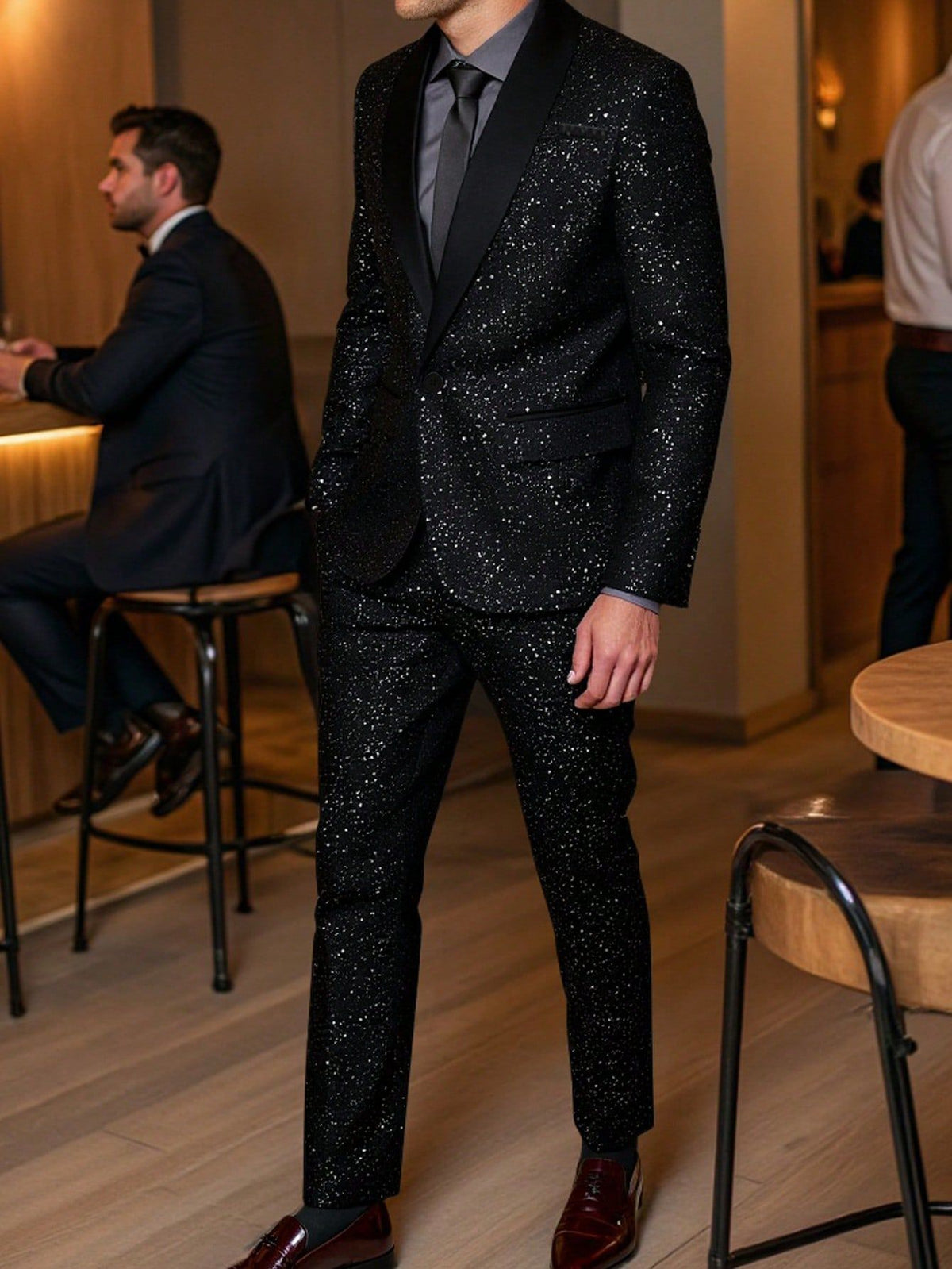 KZZ Men's Glitter Suit