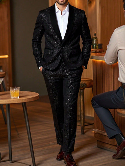 KZZ Men's Glitter Suit