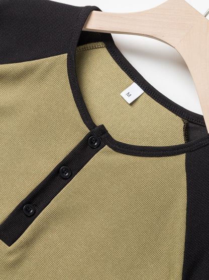 KZZ  Men's button-down Henley collar sports polo shirt