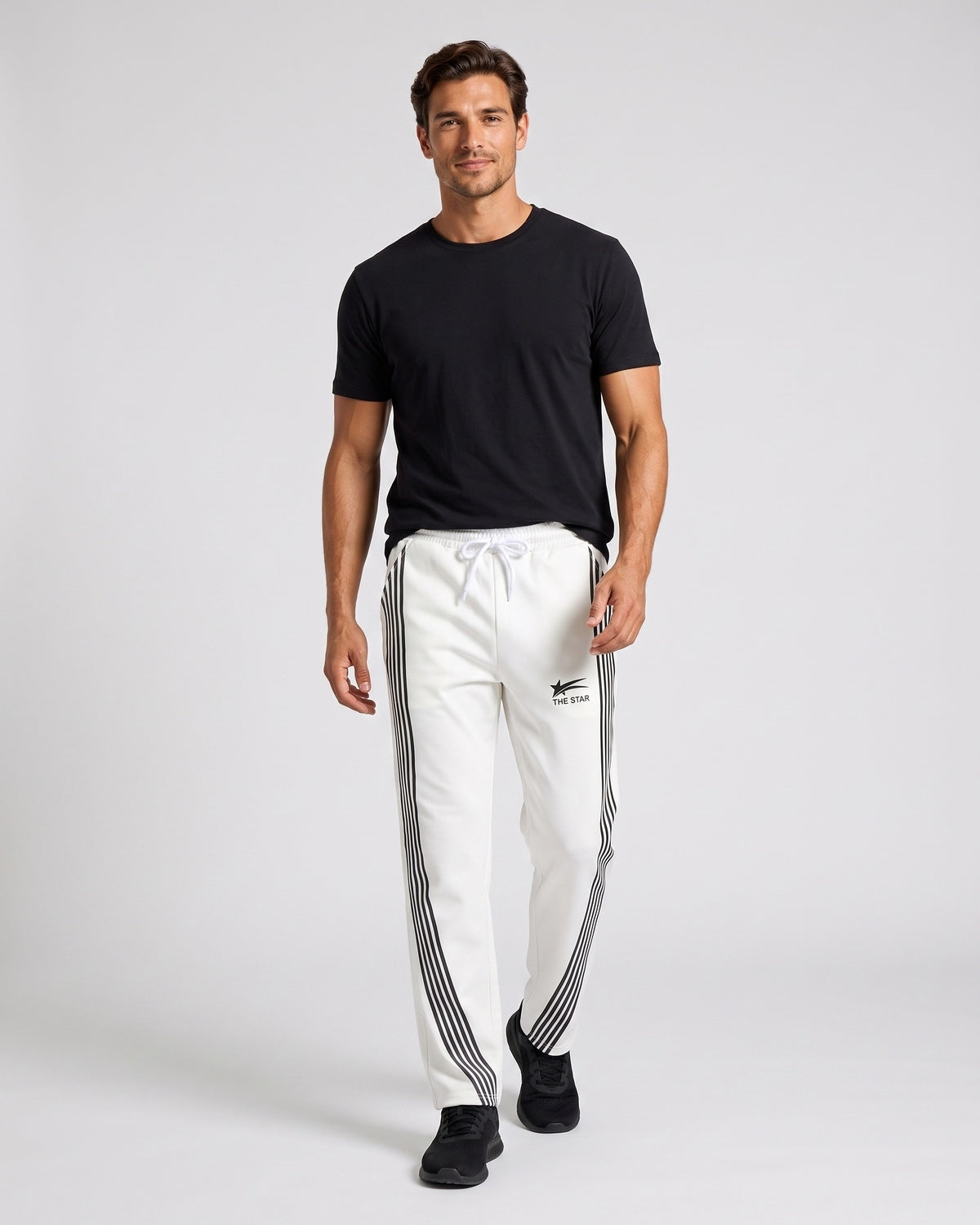 KZZ Men's Side-Stripe Sweatpants with Drawstring Waist