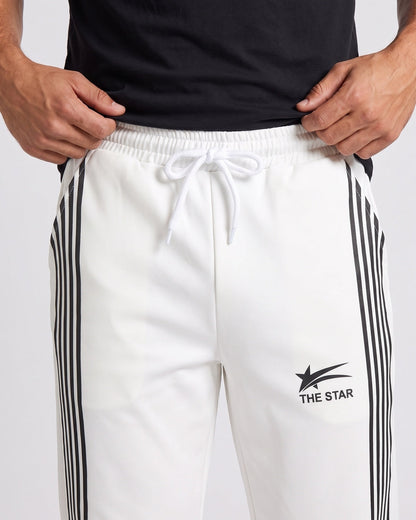 KZZ Men's Side-Stripe Sweatpants with Drawstring Waist