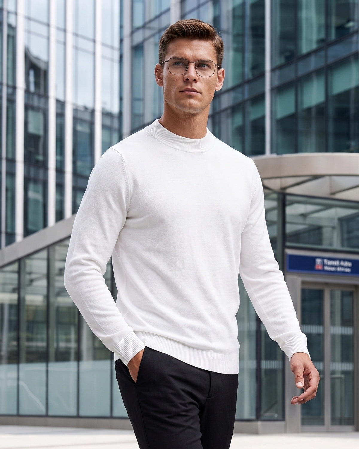 KZZ Men's mock-neck long-sleeve shirt