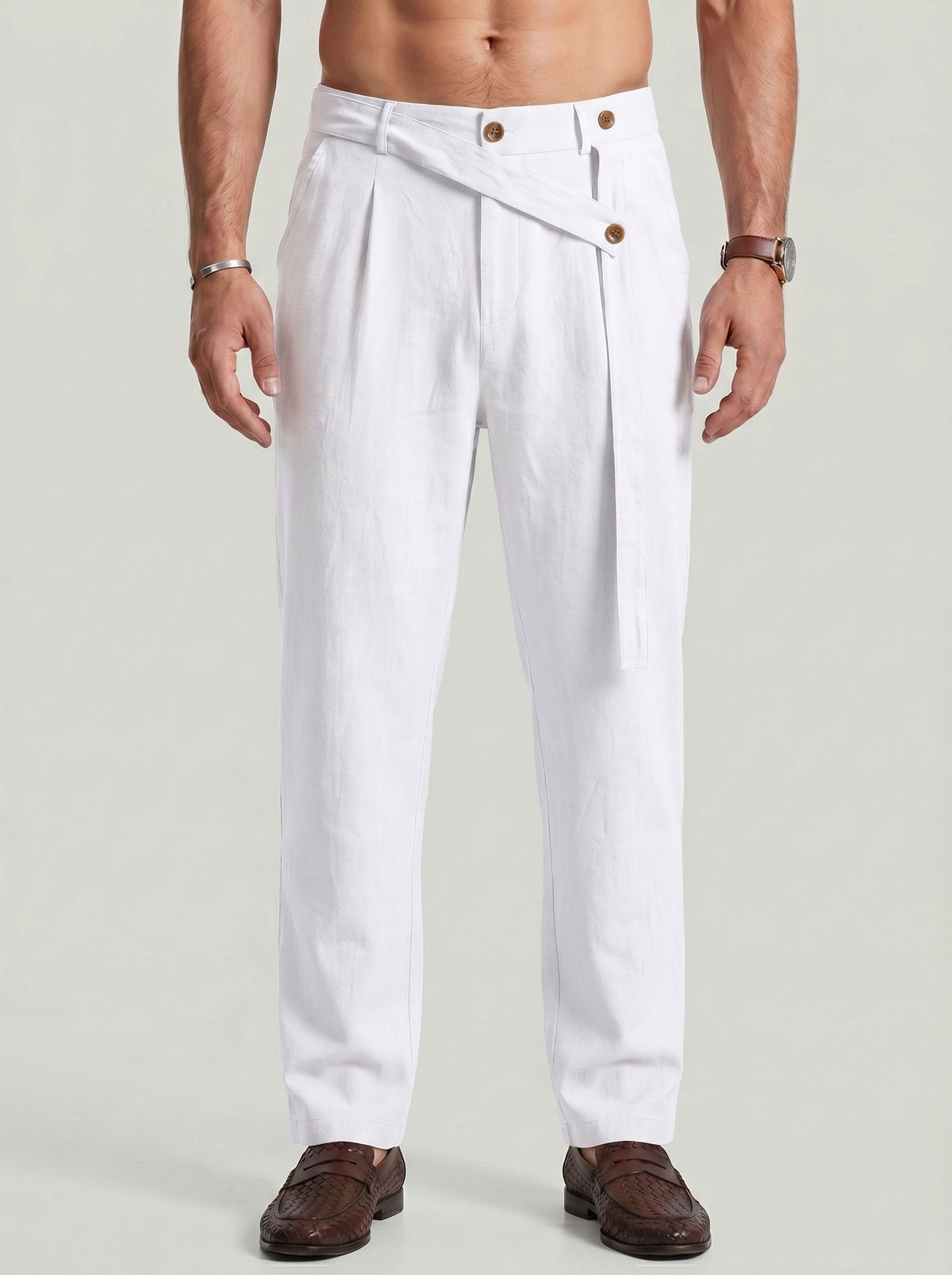 KZZ Men's Casual Loose-Fit Linen Pants
