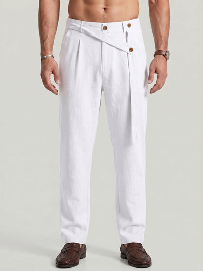 KZZ Men's Casual Loose-Fit Linen Pants