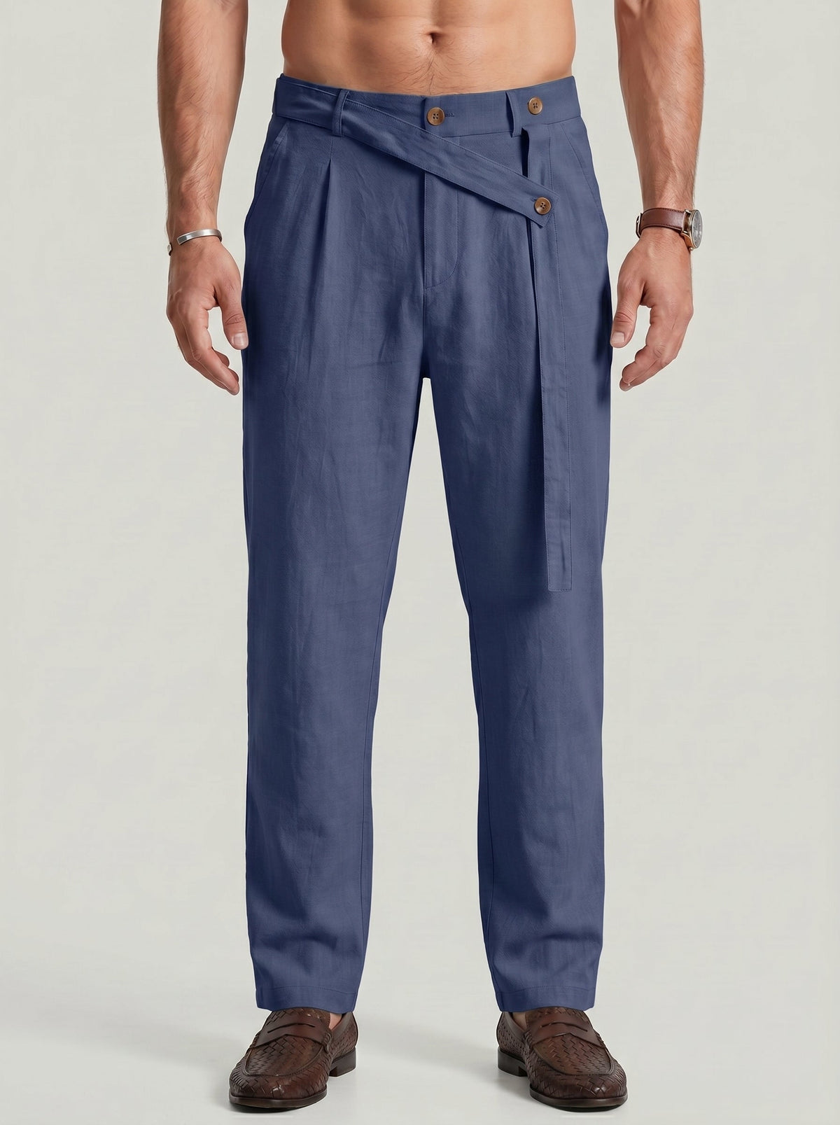 KZZ Men's Casual Loose-Fit Linen Pants