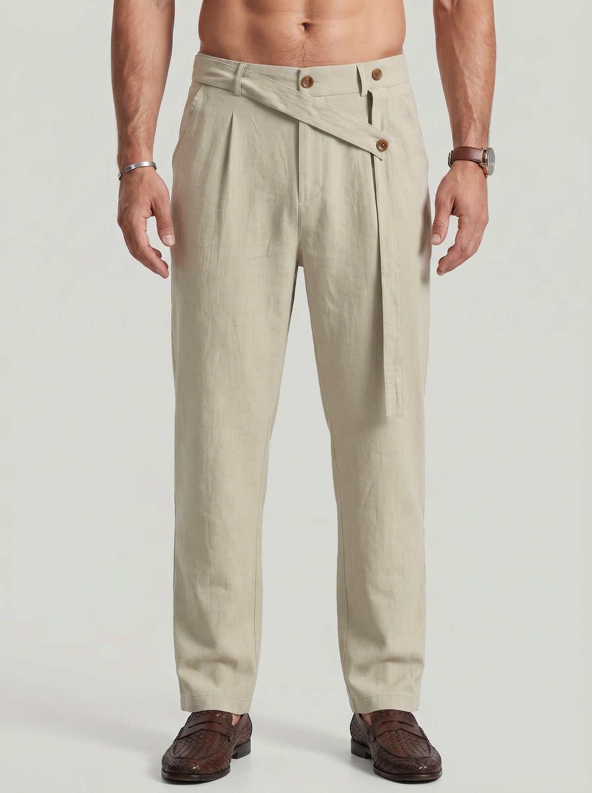 KZZ Men's Casual Loose-Fit Linen Pants