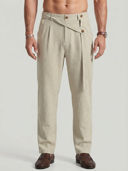 KZZ Men's Casual Loose-Fit Linen Pants