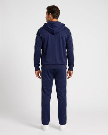 KZZ Men's Spring Hooded Half-Zip Long-Sleeve Top and Straight-Leg Pants
