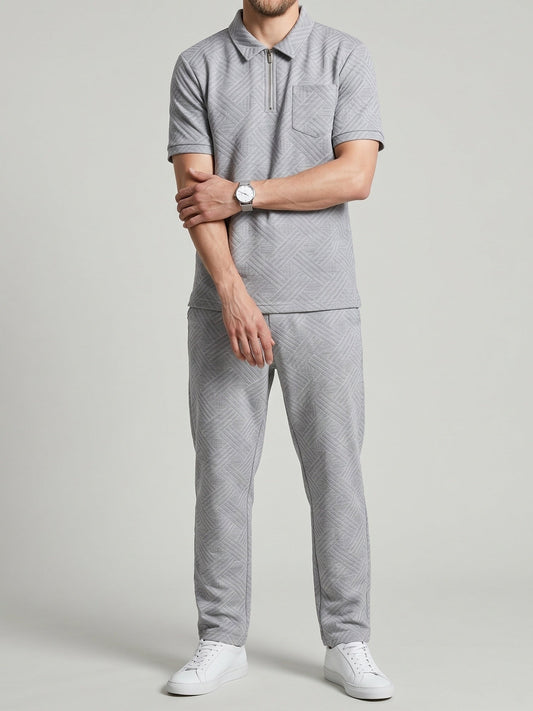 KZZ Short-sleeved polo shirt and drawstring cargo pants