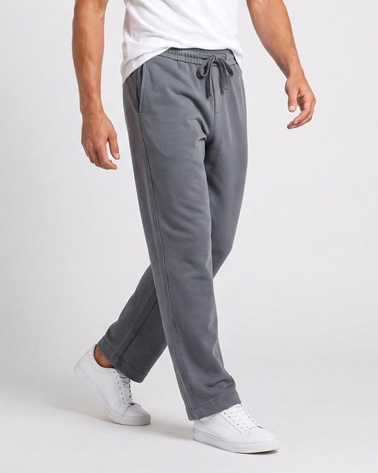 KZZ Men's Acid-Wash Solid Color Loose-Fit Casual Sweatpants
