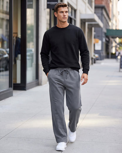 KZZ Men's Acid-Wash Solid Color Loose-Fit Casual Sweatpants