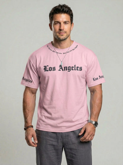 KZZ  Men's Crew-Neck T-Shirt with Letter Print