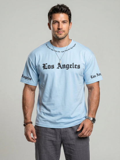 KZZ  Men's Crew-Neck T-Shirt with Letter Print