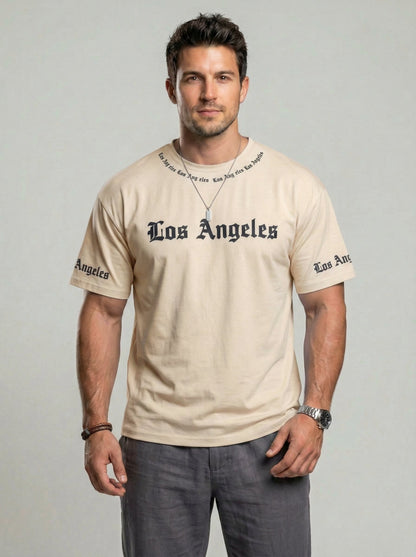 KZZ  Men's Crew-Neck T-Shirt with Letter Print
