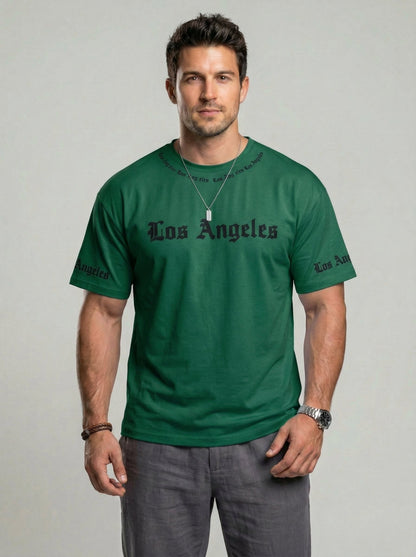 KZZ  Men's Crew-Neck T-Shirt with Letter Print