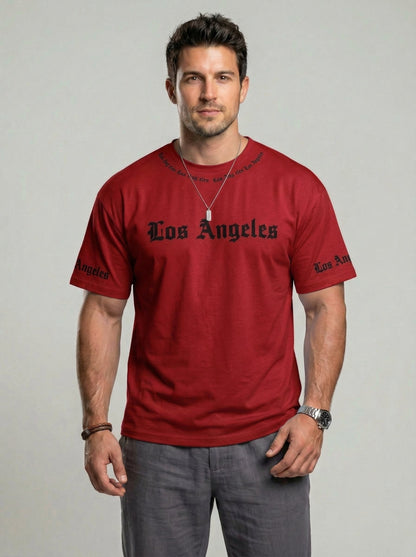 KZZ  Men's Crew-Neck T-Shirt with Letter Print