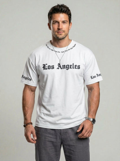 KZZ  Men's Crew-Neck T-Shirt with Letter Print