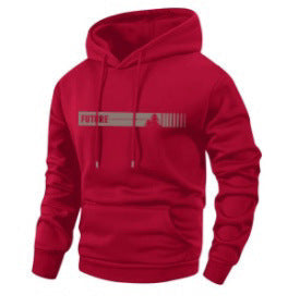 KZZ Men's Spring and Autumn Thin Long Sleeve Pocket  Printed Hooded Sweatshirt