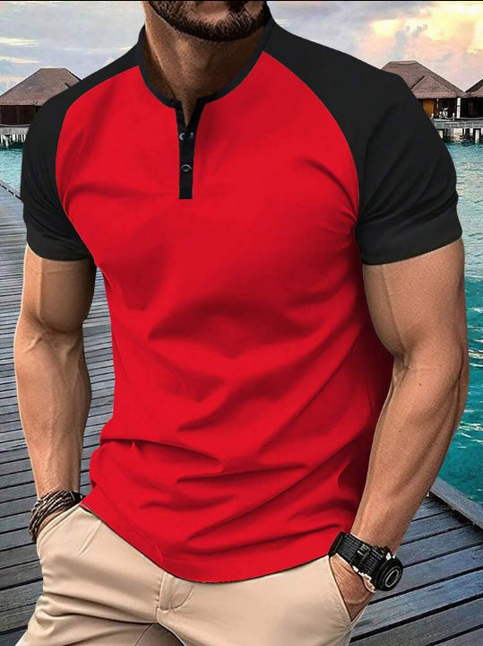 KZZ  Men's button-down Henley collar sports polo shirt