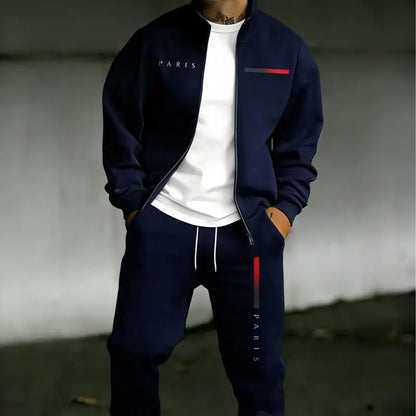 KZZ Two-piece set: printed zip-up jacket and sweatpants