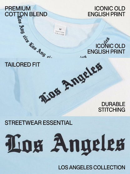 KZZ  Men's Crew-Neck T-Shirt with Letter Print
